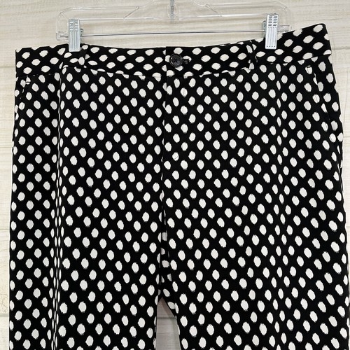 Banana Republic Dress Pants Womens Size 14 Black White Dot Mid Rise Pockets - Picture 2 of 14