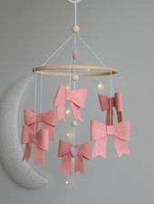 Pink bows nursery baby mobile