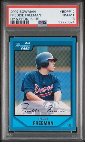 2007 Bowman Draft 1st Prospect Rookie /399 Blue #BDPP12 Freddie Freeman RC PSA 8