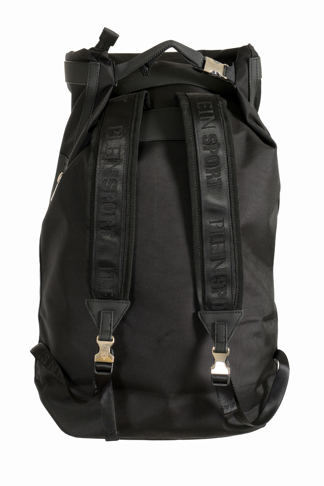 Plein Sport Unisex Black Logo Print Large Backpack Bag