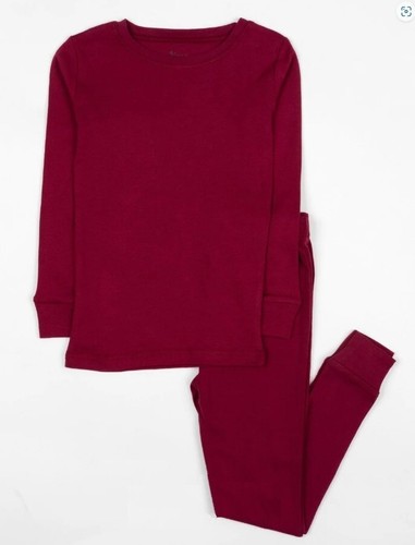 NWT Leveret Kids Size 6 Years Two Piece Cotton Pajamas Solid Maroon
