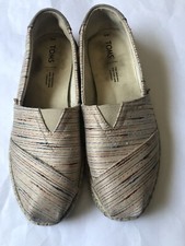 Toms Alpargata Flat Espadrilles Canvas Slip On Shoes Size W8.