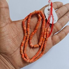 Vintage Naturale Italia Corallo Rosso Perline Fatto a Mano Loose Tamburo Gemma