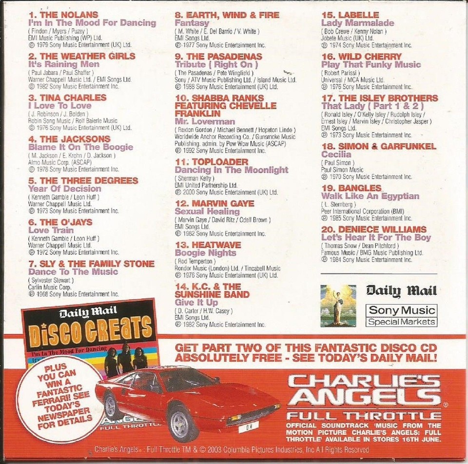 DISCO GREATS - 20 TRACKS - VARIOUS ARTISTS - MAIL PROMO MUSIC CD | eBay