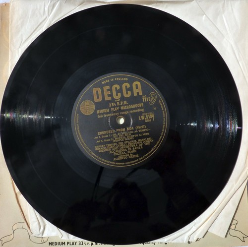 Choruses From Aida. Verdi. Alberto Erede Conducts. 10" LP. Decca LW 5184. VG+ - Imagen 3 de 3