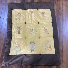 Vintage Handmade Circus Embroidered Child/Baby Tie Quilt 34  X 44  