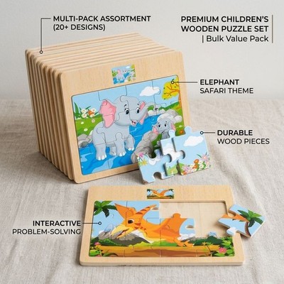 Wooden Kids Puzzle Set Animal Vehicle Educational Learning Toy for Children