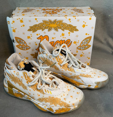 Adidas Dame 7 Ric Flair FX6616 Men s 8.5 Gold/White Basketball Shoes + Box