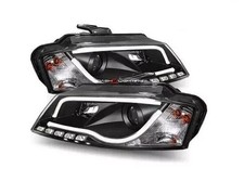 RHD Projector Headlights Pair LED DRL Black For Audi A3 Hatchback 2003-08