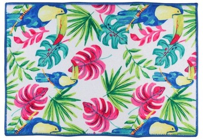 Home Collection Self Absorbent Polyester Dish Drying Mat 11 x17  ~ Birds Leaves