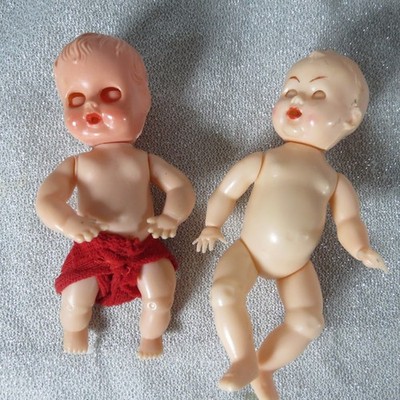 Vintage Miniature Jointed Baby Sleepy Eyes Open Close Hong Kong Plastic 4'' Dolls