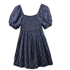 Gap Girls Size 12 (XL) Smocked Puff Sleeve Dress Knee Length Purple Floral