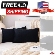 Pack of 2 Velvet Throw Pillow Covers Decorative Rectangle Pillowcase Soft Sol...