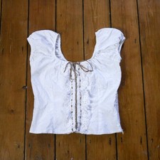 vintage white milkmaid cottagecore prairie ivory corset bodice blouse top xs 6 8