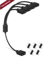 upHere 5V 3Pin ARGB Splitter Cable 1 12 inches, 1 to 4 1 Pcs