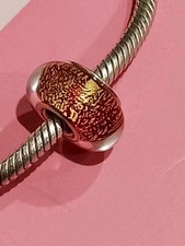 Image of Genuine Chamilia murano glass red gold foil bead charm 925 Silver CHAM