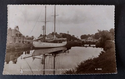Echt Foto Postkarte, Der Crinan Kanal bei Ardrishaig, Loch Fyne, Segelschiff
