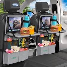 Organizador De Asiento Trasero Con Bandeja Plegable Y 11 Bolsillos Gris