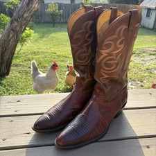 Vintage Nocona Teju Lizard Cowboy Boots - Made in USA - Size 13 A
