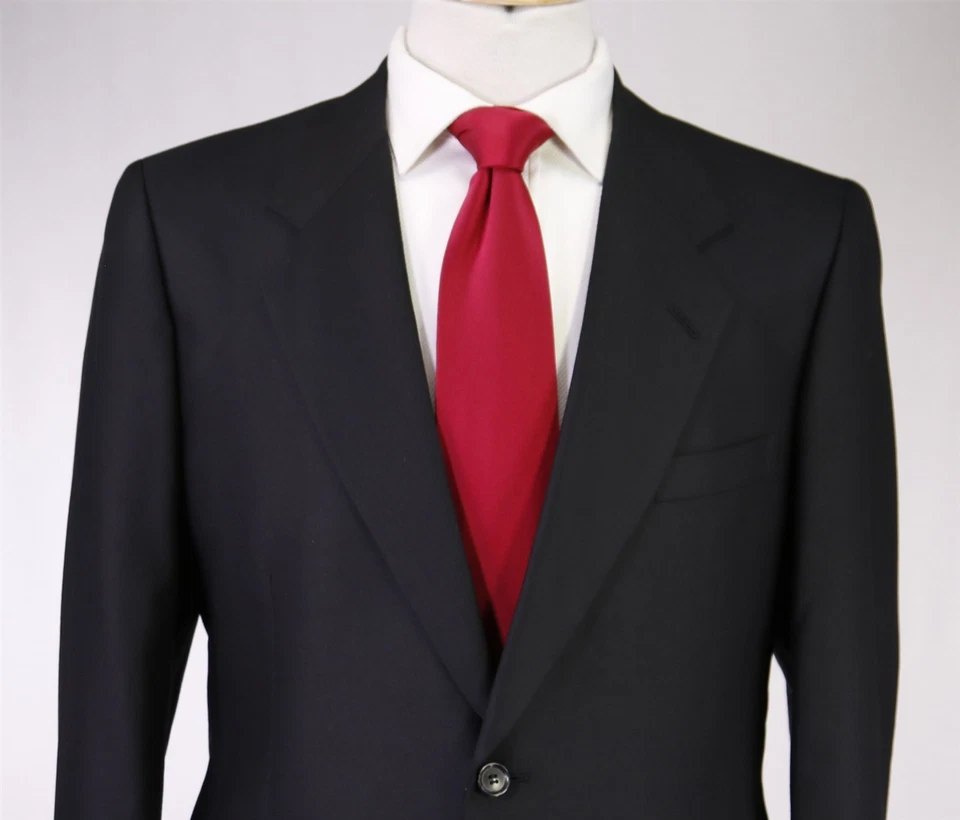 Traje Hickey Freeman a medida mohair de lana negro liso 2-Btn a medida 40S Foto 3 de 4