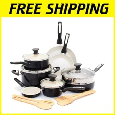 Rio 16 Piece Cookware Pots and Pans Set, Hard Anod