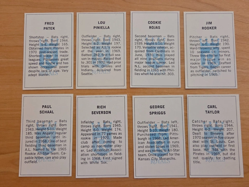 Conjunto de 24 estampillas de jugadores Dell Today Team 1971 de los reales de Kansas City 8 grandes *WSC* Foto 2 de 4