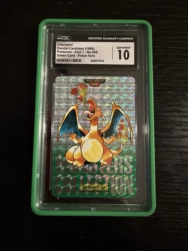 POKEMON 1996 BANDAI CARDDASS VENDING GREEN #006 CHARIZARD CGC 10 GEM MINT
