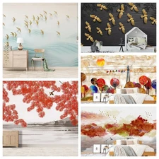 3D Tree Birds Mountains Self-adhesive Wallpaper Removable Wallpaper Wall Mural