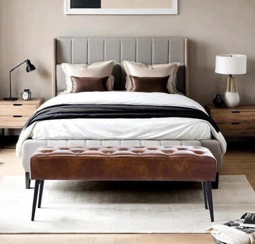 Modern Leather Upholstered Bench for Bedroom Entryway Ottoman (Free Shipping) - Picture 5 of 5