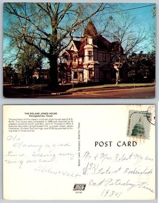Nacogdoches TX Roland Jones House Victorian Architecture Postcard 1981 Postmark