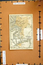 Antique Old Print *0324 Map 1914 Germany Street Plan Rothenburg Tauber River