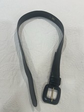 ZARA Black Genuine Leather Women s Belt 39"x1.5" Square Buckle Designer Look.