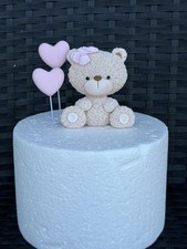 Teddy Bear handmade edible cake topper. Christenin, Baby Shower birthday cake