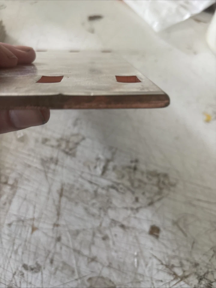 (Lot of 5)9-1/4”Lx3-3/4”x0.15”H 6 Hole Solid Copper Industrial Busbars - Image 3 of 4