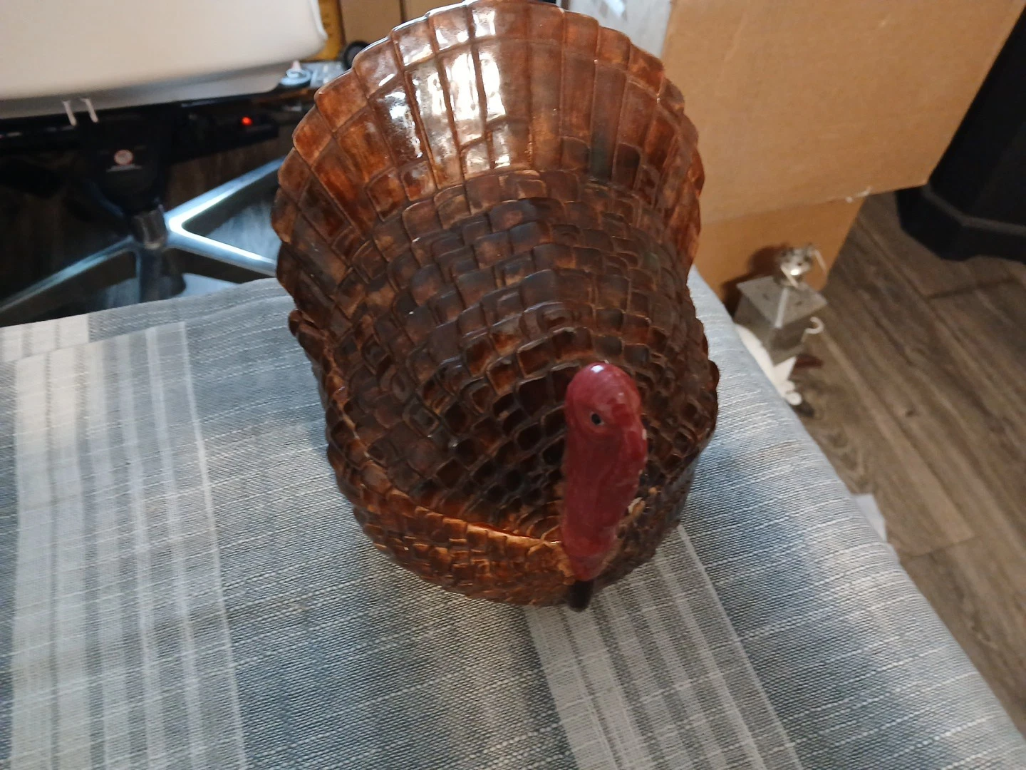 Traditional Thanksgiving Turkey Candy Dish Lidded Centerpiece, 5x7 Inches