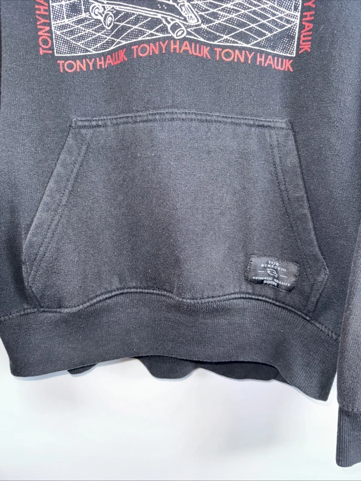 Tony Hawk 男式头骨运动衫 M 码套衫连帽衫骨架黑色漂亮褪色 — 第 3/4 张图片