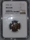 1913 P wheat Cent MS63 Woodie