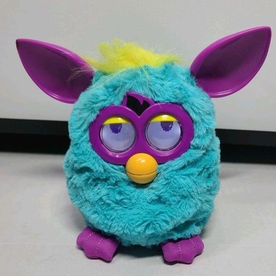 Hasbro Furby interactive plush toy Teal & Purple With Yellow Hair  2012 WORKING