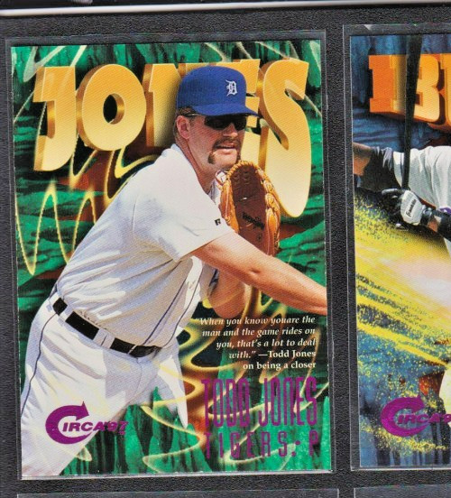 1997 FLEER CIRCA RAVE PURPLE FOIL REAL PARALLEL #274 TODD JONES TIGERS #018/150