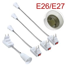 E26 E27 LED Light Bulb Lamp Holder Flexible Extension Adapter Socket w/ Switch