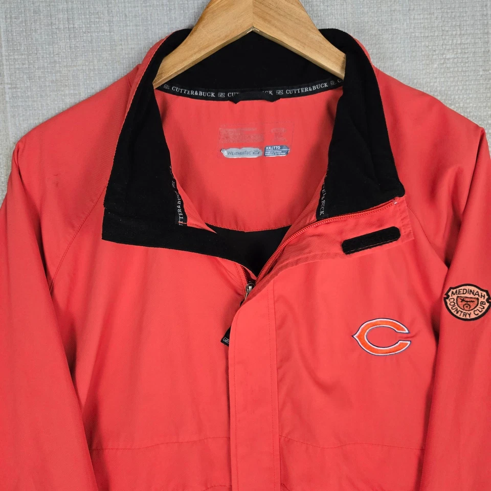CUTTER BUCK x MEDINAH x CHICAGO BEARS Mens 2XL Full Zip Windbreaker Jacket Golf - Image 2 of 4