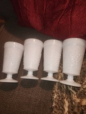 Tasses à pieds en verre à lait vintage années 50 ancre accroupie récolte raisin rétro