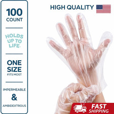 100pk Disposable Plastic Gloves for Food Prep Cooking Cleaning Restaurants