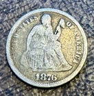 1876 P Seated Liberty Dime United States Silver Coin Circulated