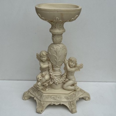 A. Santini Vintage Resin Skulptur Cherubs mit Rokoko Urnenhalter.