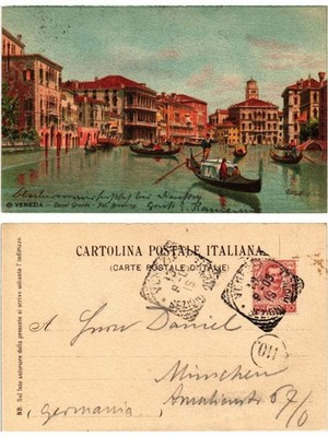 Carte Postale Ancienne Venise - Panorama Et Gondoles - Italie