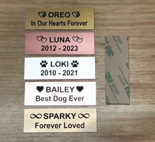 Custom Engraved 1x3 Pet Memorial Name Plaque / Plate Sign Tag Dog Cat Bird Pets