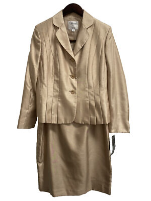Collections For Le Suit 6P,8P 2 Piece Skirt Beige Silky Polyester Lined Pleated