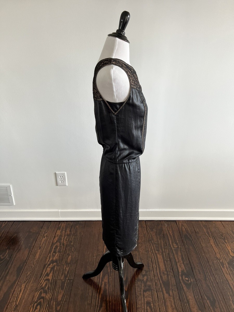 BCBG MAXAZRIA BLACK FAUX-LEATHER DRESS - XS | eBay