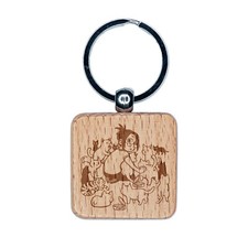 Crazy Cat Lady Surrounded Engraved Wood Square Keychain Tag Charm